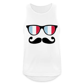 french mustache glasses nerd - like a sir - Débardeur respirant Homme - blanc - Devant - Nick (188cm)