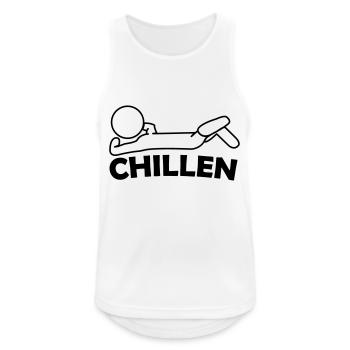 chillen - Männer Tank Top atmungsaktiv - Weiß - Vorne - Nick (188cm)