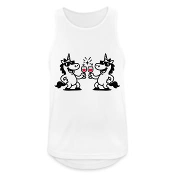 Einhorn Weinglas Party - Männer Tank Top atmungsaktiv - Weiß - Vorne - Nick (188cm)