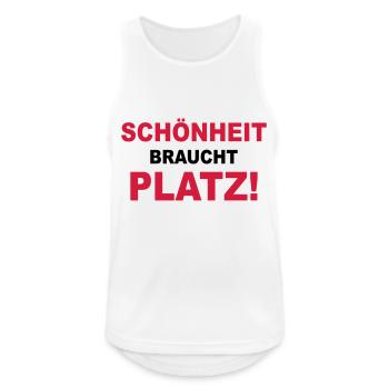 Schönheit braucht Platz! - Männer Tank Top atmungsaktiv - Weiß - Vorne - Nick (188cm)