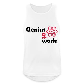 genius at work - Männer Tank Top atmungsaktiv - Weiß - Vorne - Nick (188cm)