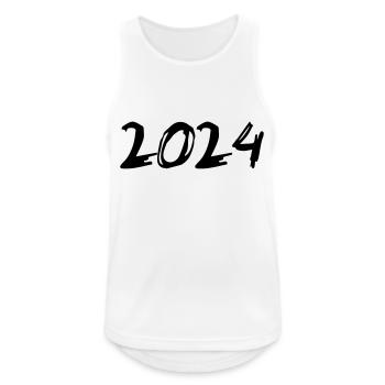 2024 Jahreszahl Datum Zahl Anno Kalenderjahr - Männer Tank Top atmungsaktiv - Weiß - Vorne - Nick (188cm)