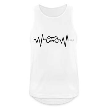 Herzschlag Gaming/ Gamer/ Conroller/ Gamepad - Männer Tank Top atmungsaktiv - Weiß - Vorne - Nick (188cm)