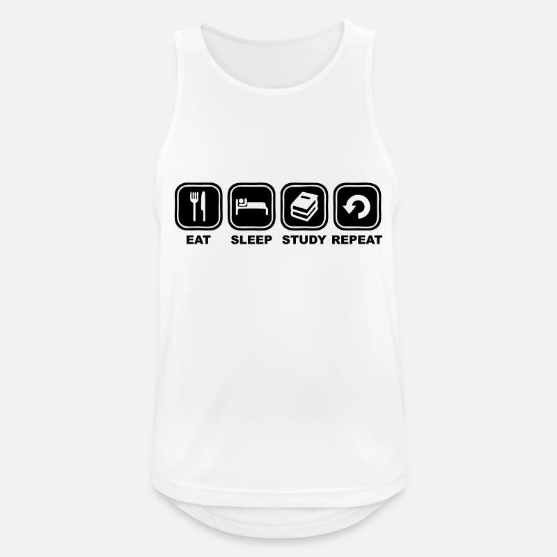 Eat, sleep, study, Repeat - Männer Tank Top atmungsaktiv - Weiß