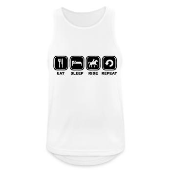 Eat sleep Ride Repeat quer - Männer Tank Top atmungsaktiv - Weiß - Vorne - Nick (188cm)