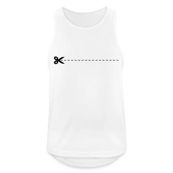 Schere an gestrichelter Linie - Männer Tank Top atmungsaktiv - Weiß - Vorne - Nick (188cm)