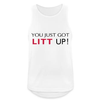 LITT UP! - Männer Tank Top atmungsaktiv - Weiß - Vorne - Nick (188cm)