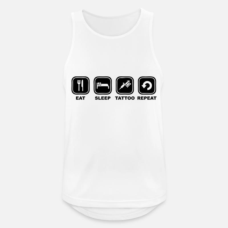 Eat,sleep,TATTOO, Repeat - Männer Tank Top atmungsaktiv - Weiß