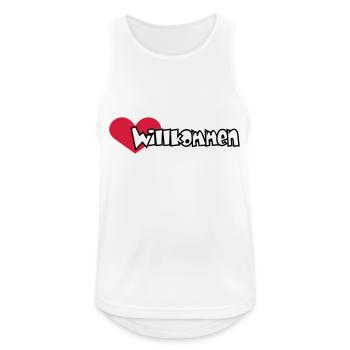 Herzlich Willkommen (2c) - Männer Tank Top atmungsaktiv - Weiß - Vorne - Nick (188cm)