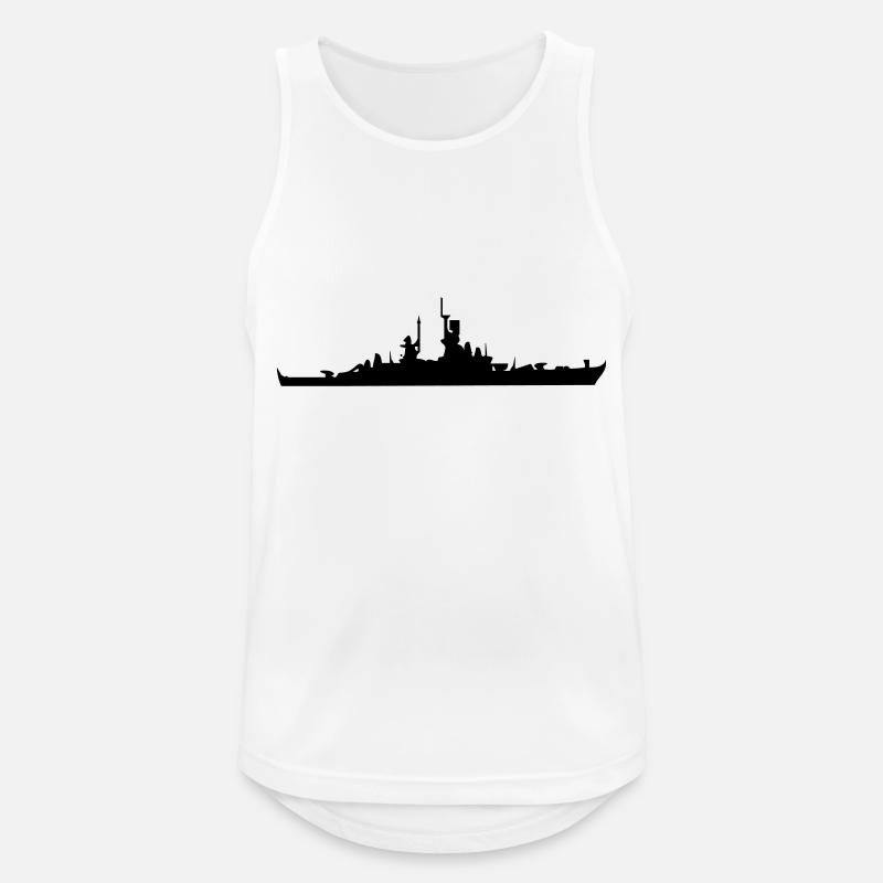 Vector Navy warship Silhouette - Men's Breathable Tank Top - white