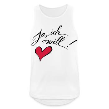 Ja, ich will! - Männer Tank Top atmungsaktiv - Weiß - Vorne - Nick (188cm)