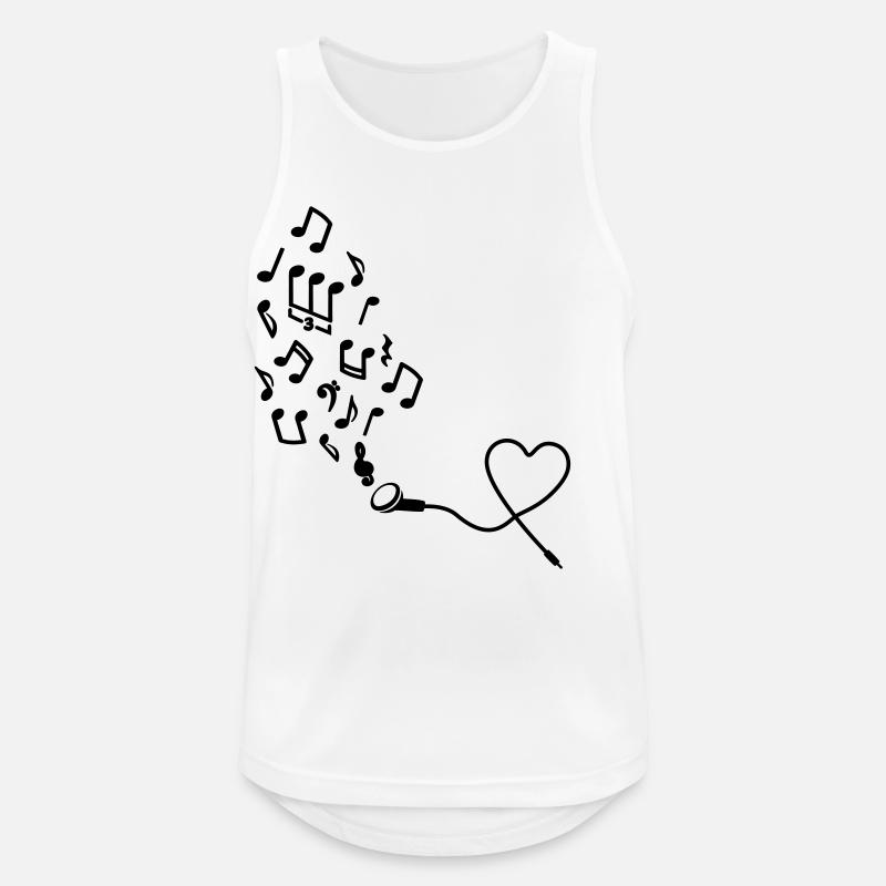 Kopfhörer mit Noten - Männer Tank Top atmungsaktiv - Weiß