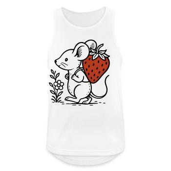 Mouse with Strawberry - Cute Nature Art - Men's Breathable Tank Top - white - Front - Nick (188cm)