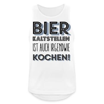 Bier kaltstellen ist auch irgendwie kochen! - Männer Tank Top atmungsaktiv - Weiß - Vorne - Nick (188cm)