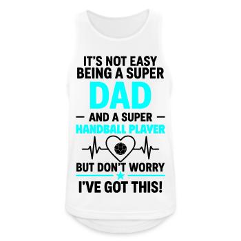 Herz + Handball – Super Papa Handballspieler - Männer Tank Top atmungsaktiv - Weiß - Vorne - Nick (188cm)