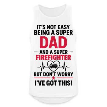 Heart + Fire Brigade – Super Dad Firefighter - Men's Breathable Tank Top - white - Front - Nick (188cm)
