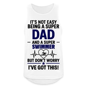 Heart + Swimming – Super Dad Swimmer - Men's Breathable Tank Top - white - Front - Nick (188cm)