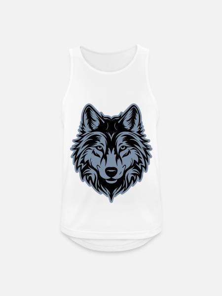Wolf Silhouette - Männer Tank Top atmungsaktiv - Weiß