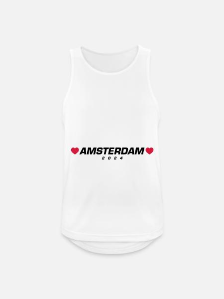 Amsterdam 2024 Herz - Männer Tank Top atmungsaktiv - Weiß