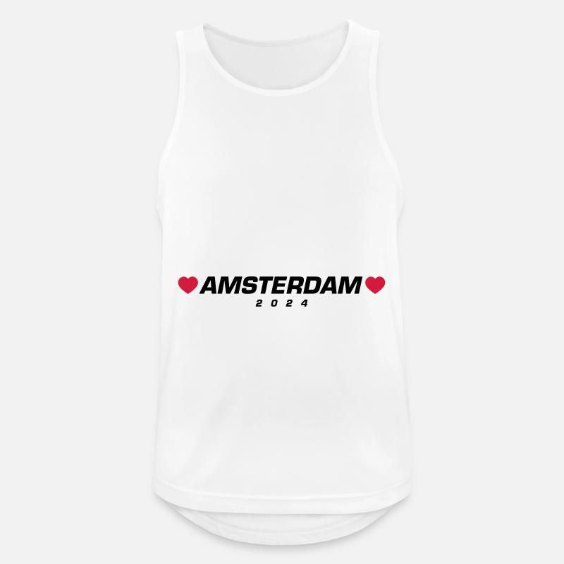 Amsterdam 2024 Herz - Männer Tank Top atmungsaktiv - Weiß