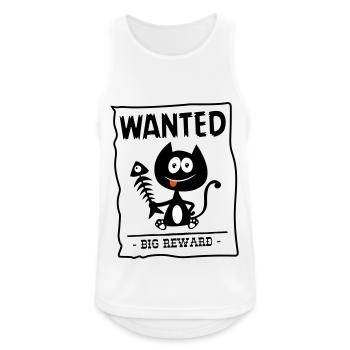Chat Wanted ! Chat recherché par la police, humour - Débardeur respirant Homme - blanc - Devant - Nick (188cm)