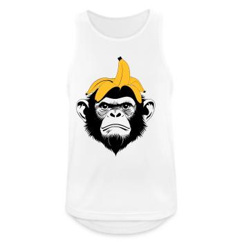Singe au Chapeau Banane – Motif Top du Singe Banane - Débardeur respirant Homme - blanc - Devant - Nick (188cm)