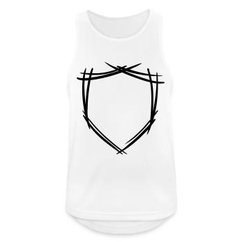 Symbole de bouclier / blason. Dessiné à la main. Modèle - Débardeur respirant Homme - blanc - Devant - Nick (188cm)