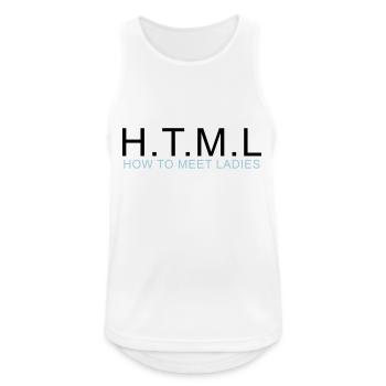 HTML - HOW TO MEET LADIES - Männer Tank Top atmungsaktiv - Weiß - Vorne - Nick (188cm)