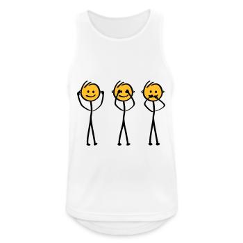 Slogan Hören, sehen und schweigen. Drei Affen - Männer Tank Top atmungsaktiv - Weiß - Vorne - Nick (188cm)