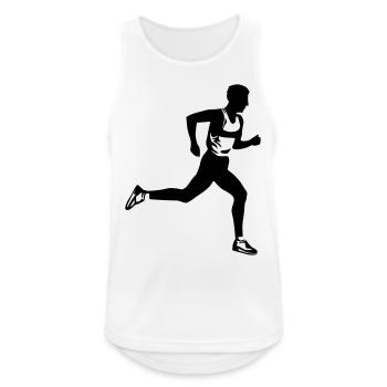 Marathon - Jogging - Laufen - Männer Tank Top atmungsaktiv - Weiß - Vorne - Nick (188cm)