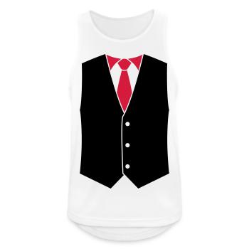 Weste mit Krawatte, 2fb - Männer Tank Top atmungsaktiv - Weiß - Vorne - Nick (188cm)