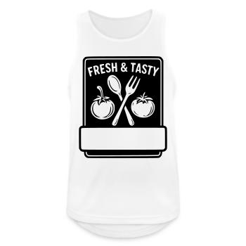 Fresh and tasty - NOM PRÉNOM - Débardeur respirant Homme - blanc - Devant - Nick (188cm)