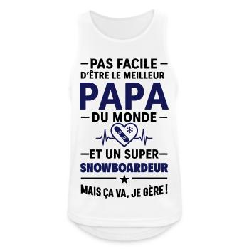 Cœur + Snowboard – Super Papa Snowboardeur - Débardeur respirant Homme - blanc - Devant - Nick (188cm)