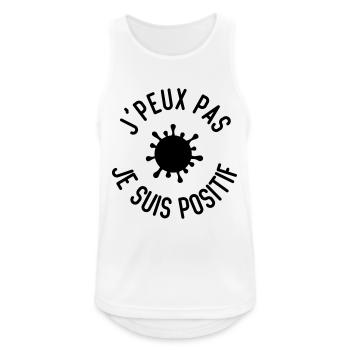 Je peux pas je suis positif - Débardeur respirant Homme - blanc - Devant - Nick (188cm)