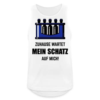 XZuhause Wartet Mein Schatz Auf Mich! (Blau) - Männer Tank Top atmungsaktiv - Weiß - Vorne - Nick (188cm)