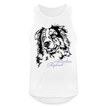 AUSTRALIAN SHEPHERD merle Portrait Wilsigns - Männer Tank Top atmungsaktiv - Weiß - Vorne - Nick (188cm)