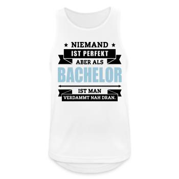 Funshirt Bachelor - Männer Tank Top atmungsaktiv - Weiß - Vorne - Nick (188cm)