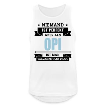 Funshirt Opi - Männer Tank Top atmungsaktiv - Weiß - Vorne - Nick (188cm)