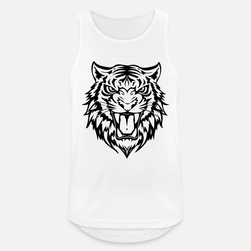 Tiger - Männer Tank Top atmungsaktiv - Weiß
