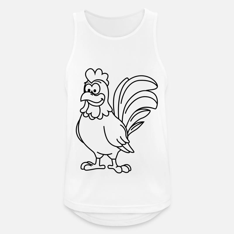 Hahn Comic Tier - Männer Tank Top atmungsaktiv - Weiß