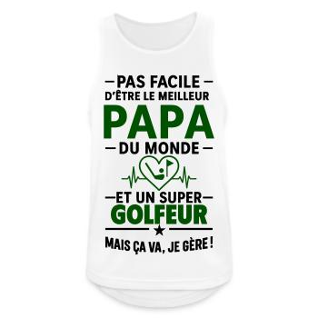 Heart + Golf – Super Dad Golfer - Men's Breathable Tank Top - white - Front - Nick (188cm)
