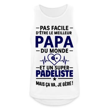 Heart + Padel – Super Dad Padel Player - Men's Breathable Tank Top - white - Front - Nick (188cm)