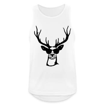 Hirsch mit Sonnenbrille Tracht Lustig und Cool - Männer Tank Top atmungsaktiv - Weiß - Vorne - Nick (188cm)