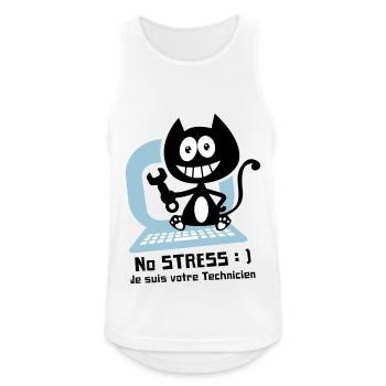 Chat technicien informatique, humour de chat ! - Débardeur respirant Homme - blanc - Devant - Nick (188cm)
