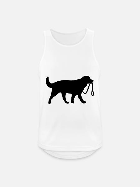 Dog with leash - Men's Breathable Tank Top - white