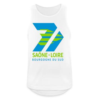 Logo Saône et Loire 71  Bourgogne Sud - Débardeur respirant Homme - blanc - Devant - Nick (188cm)