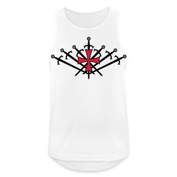 24 Ritter Kreuz 7 sieben Schwerter - Männer Tank Top atmungsaktiv - Weiß - Vorne - Nick (188cm)