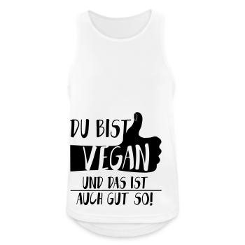 Daumen hoch Vegan Gut so SabineVegan HerzAufShirt - Männer Tank Top atmungsaktiv - Weiß - Vorne - Nick (188cm)