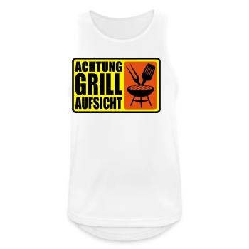 ACHTUNG GRILL-AUFSICHT - Männer Tank Top atmungsaktiv - Weiß - Vorne - Nick (188cm)
