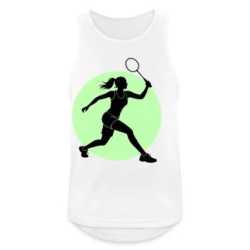 Badminton Spielerin Vorhand - Männer Tank Top atmungsaktiv - Weiß - Vorne - Nick (188cm)